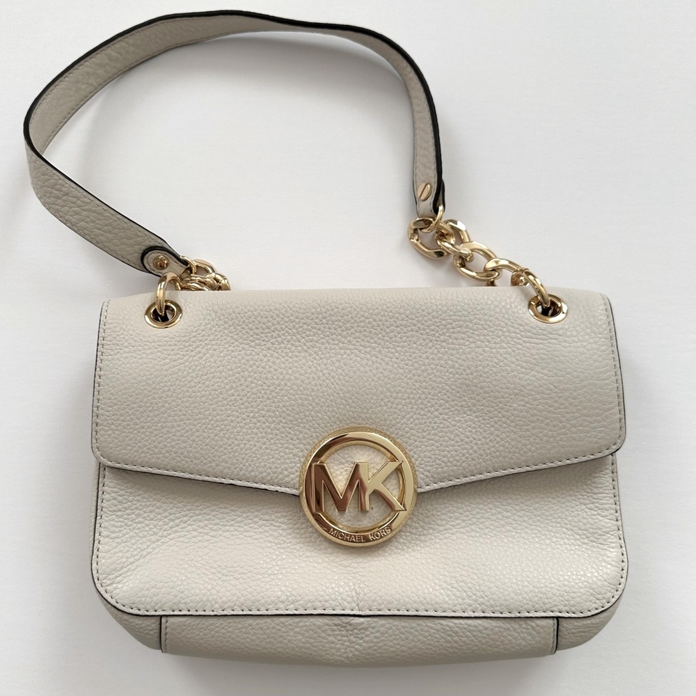 Michael Michael Kors White Pebbled Leather Shoulder Bag Purse
